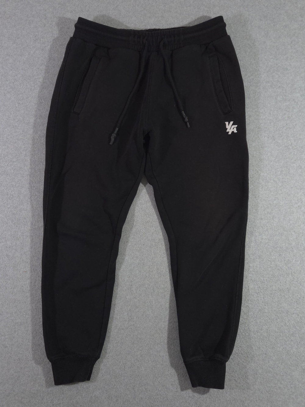YoungLA Sweatpants Mens Large Black Fleece Joggers Elastic Waist Pockets Logo